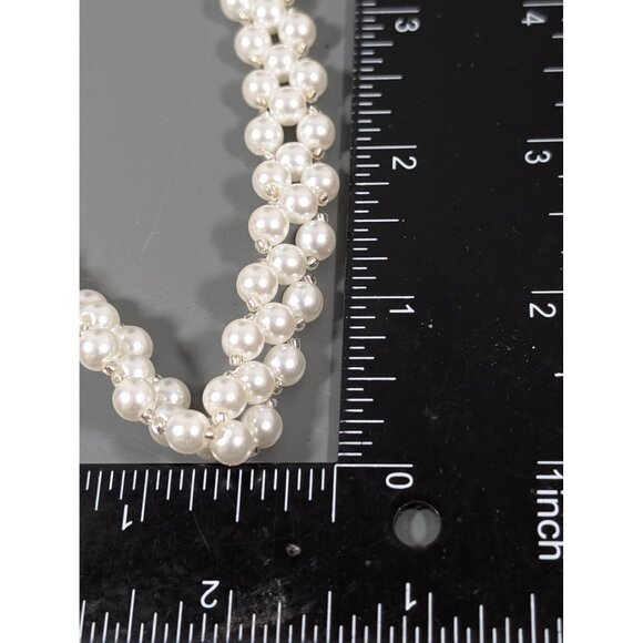 Retro White Faux Pearl Woven Bead Long Layering Necklace 37" - Picture 7 of 7